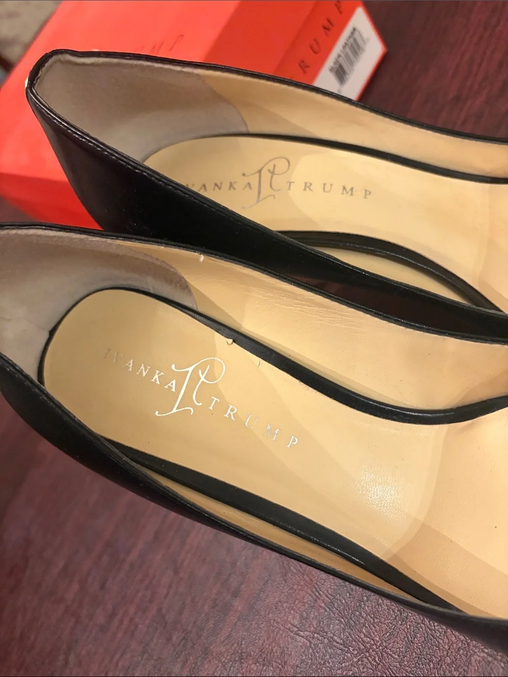 Ivanka Trump Black Leather Peep-Toe Heels